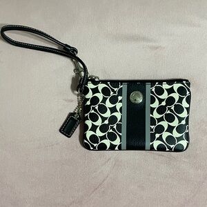 Coach Wristlet Black and White with Logo Pattern